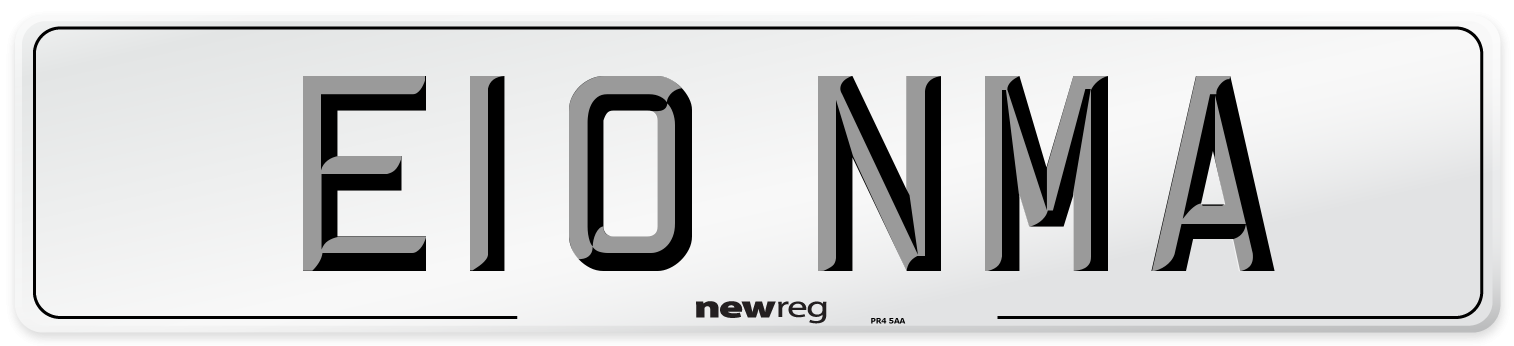 E10 NMA Number Plate from New Reg